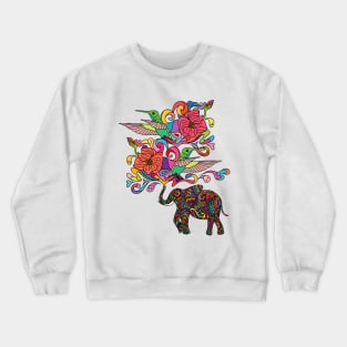 Lucky Elephant & Hummingbirds Crewneck Sweatshirt